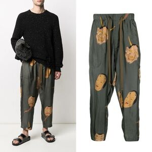 UMA WANG mask pattern drawstring trousers